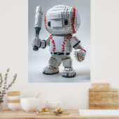 Minimaler Voxel-Athlet in weißer Uniform – Basebal Poster (Küche)
