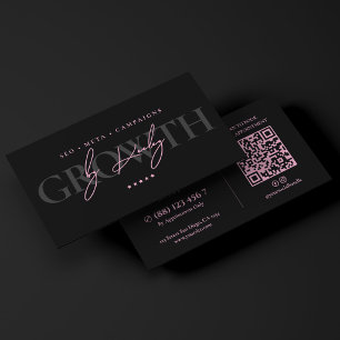 Minimaler Wachstumsberater Pink Black Marketing Visitenkarte