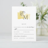 Minimaler Wasserfarbblock mit Monogram Wedding RSV RSVP Karte (Stehend Vorderseite)