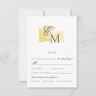 Minimaler Wasserfarbblock mit Monogram Wedding RSV RSVP Karte