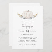 Minimaler Wasserfarbenkürbis-Foliage-Erntedank Einladung (Vorne/Hinten)