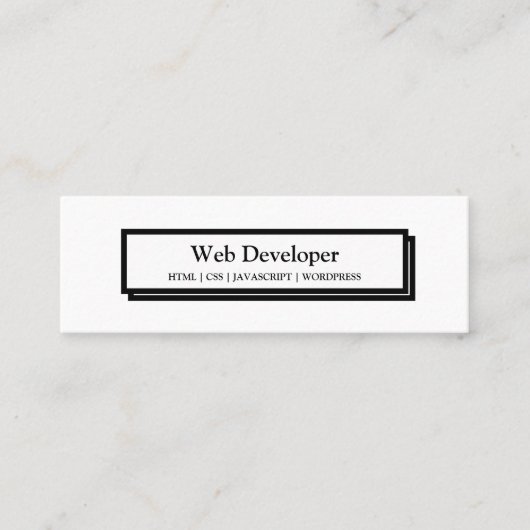 Minimaler Webentwickler-weiße schwarze Website-Sch Mini Visitenkarte (Vorderseite)