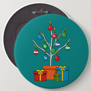 Minimaler Weihnachtsbaum mit Geschenken Button
