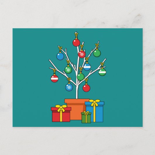 Minimaler Weihnachtsbaum mit Geschenken Feiertagspostkarte (Vorderseite)