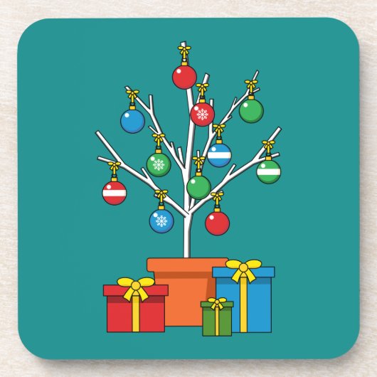Minimaler Weihnachtsbaum mit Geschenken Getränkeuntersetzer (Vorderseite)
