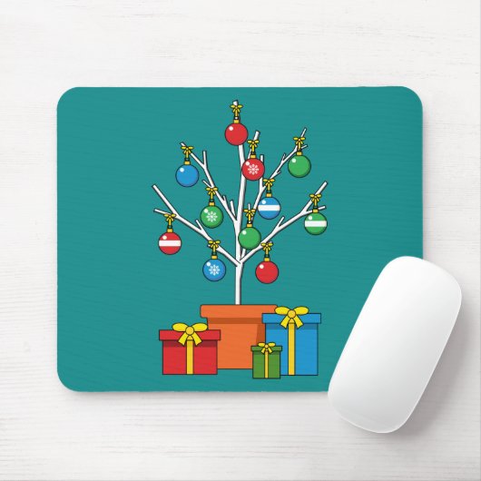 Minimaler Weihnachtsbaum mit Geschenken Mousepad (Mit Mouse)