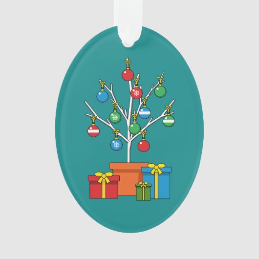 Minimaler Weihnachtsbaum mit Geschenken Ornament (Vorderseite)