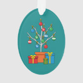 Minimaler Weihnachtsbaum mit Geschenken Ornament (Rückseite)