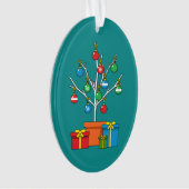 Minimaler Weihnachtsbaum mit Geschenken Ornament (Vorderseite)