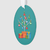 Minimaler Weihnachtsbaum mit Geschenken Ornament (Vorderseite)