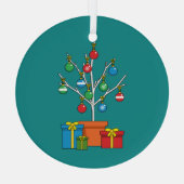 Minimaler Weihnachtsbaum mit Geschenken Ornament Aus Glas (Rückseite)