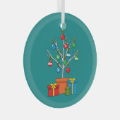 Minimaler Weihnachtsbaum mit Geschenken Ornament Aus Glas (Vorderseite Rechts)