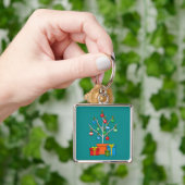 Minimaler Weihnachtsbaum mit Geschenken Schlüsselanhänger (Hand)