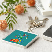 Minimaler Weihnachtsbaum mit Geschenken Schlüsselanhänger (Seite)