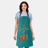 Minimaler Weihnachtsbaum mit Geschenken Schürze (Getragen)
