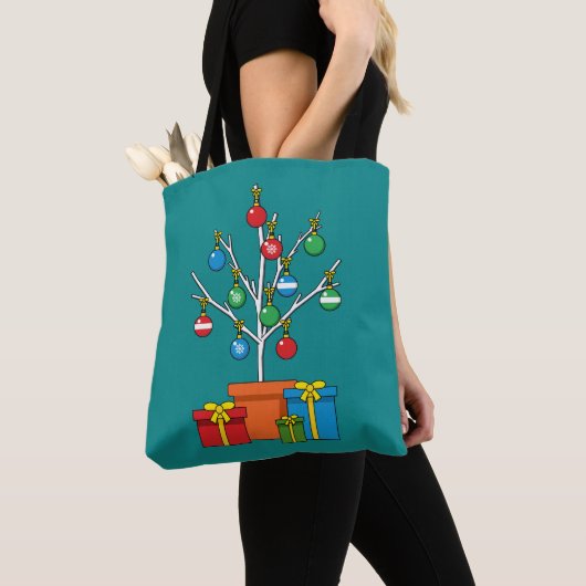 Minimaler Weihnachtsbaum mit Geschenken Tasche (Von Nahem)