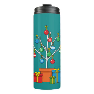 Minimaler Weihnachtsbaum mit Geschenken Thermosbecher