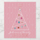 Minimaler Weihnachtsbaum Pink Frohe Weihnachten Weinetikett (Einzelnes Label)