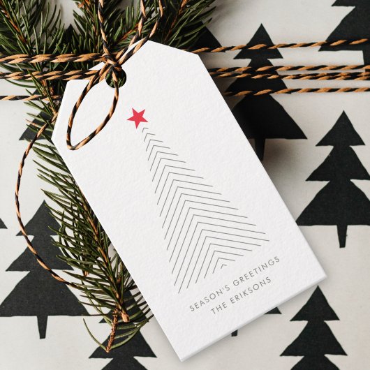 Minimaler Weihnachtsbaum | Red Star Clean Simple Geschenkanhänger