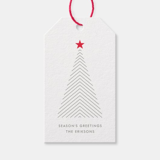Minimaler Weihnachtsbaum | Red Star Clean Simple Geschenkanhänger (Vorderseite)