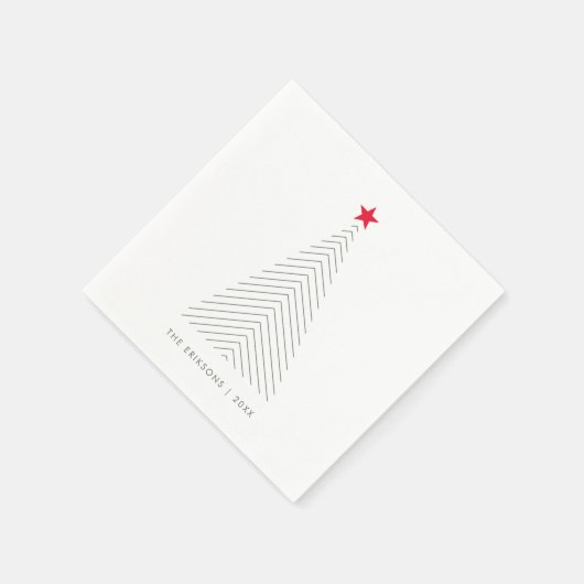 Minimaler Weihnachtsbaum | Red Star Clean Simple Serviette (Ecke)