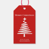 Minimaler Weihnachtsbaum rot & weiß Geschenkanhänger (Vorderseite)