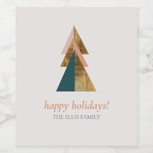 Minimaler Weihnachtsbaum Weinetikett (Einzelnes Label)