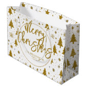 Minimaler Weihnachtsbaum White Gold Große Geschenktüte (Rückseite Schrägansicht)