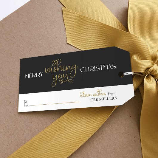 Minimaler Weihnachtsgeschenk-Tag mit Name Herzschr Geschenkanhänger