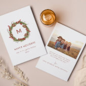 Minimaler Weihnachtskranz Familienurlaub Foto Card Einladung