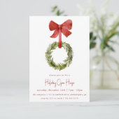 Minimaler Weihnachtskranz | Holiday Open House Einladung (Stehend Vorderseite)