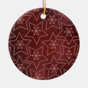 Minimaler Weihnachtsschneeflocken und Sternenmaroo Keramik Ornament