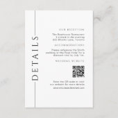 Minimaler weißer Hochzeitsstift QR-Code einfügen Begleitkarte (Vorderseite)