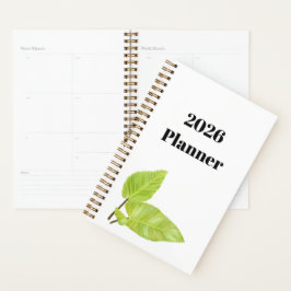 Minimaler weißer Planer mit grün gestrichenen Blät