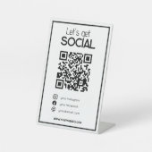 minimaler weißer QR-Code einfache Prüfung in sozia Sockelschild (Vorderseite)