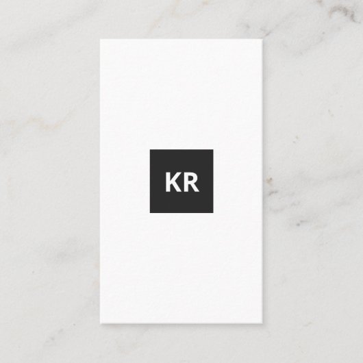 Minimaler weißer QR-Code für sauberes Monogramm Visitenkarte (Vorderseite)