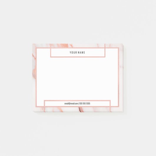 Minimaler weißer Rose Goldmarmor Stone Luxus Blush Post-it Klebezettel (Vorderseite)