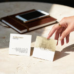 Minimaler weißer, schick vergoldeter Folie elegant Quadratische Visitenkarte<br><div class="desc">Minimaler weißer,  schick vergoldeter Folie eleganter Farbblock</div>