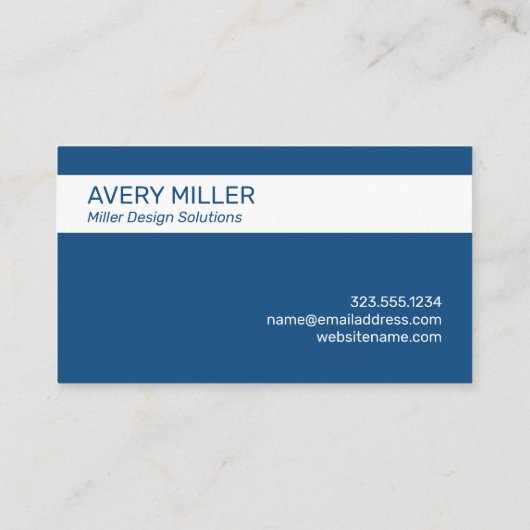 Minimaler weißer Streifen auf blau Visitenkarte (Rückseite)