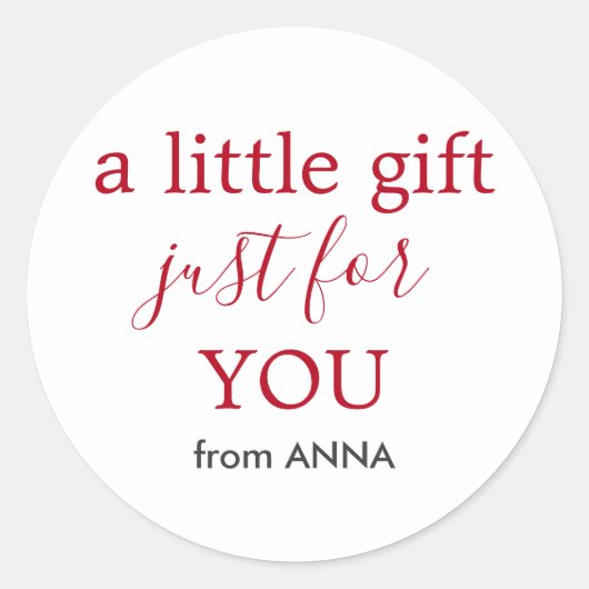 Minimaler weißer Text für Geschenk Runder Aufkleber (Vorderseite)
