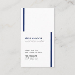 Minimaler White blue elegant masculine Visitenkarte