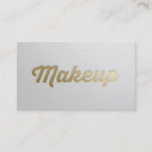 Minimaler White & Gold Embossed Text Makeup Artist Visitenkarte (Vorderseite)