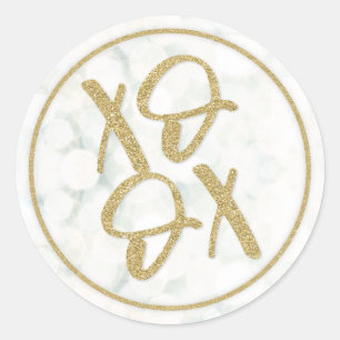 Minimaler White + Gold XOXO Umschlag Aufkleber