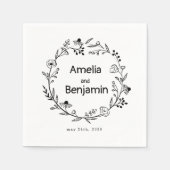 minimaler Wildblumen-Kranz Folk Rustikale Hochzeit Serviette (Vorderseite)