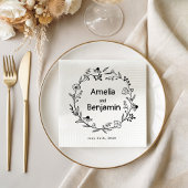 minimaler Wildblumen-Kranz Folk Rustikale Hochzeit Serviette