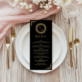 minimaler Wildblumenkranz Folk Rustikale Hochzeit Menükarte