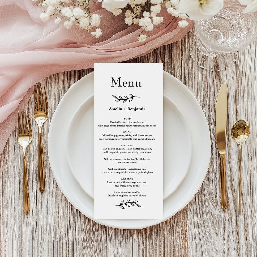 minimaler Wildblumenkranz Volkstümliche Rustikale Menükarte