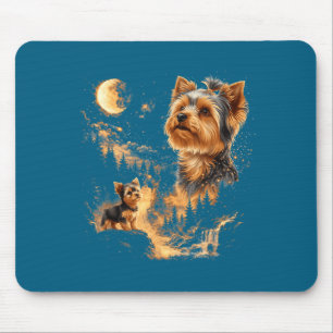 Minimaler Yorkshire Terrier Heulender Mond Vintage Mousepad