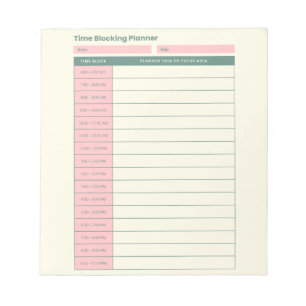 Minimaler Zeitblockplaner Pink Layout Notizblock