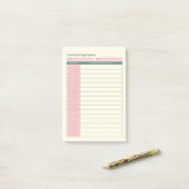 Minimaler Zeitblockplaner Pink Layout Post-it Klebezettel (Auf Schreibtisch)